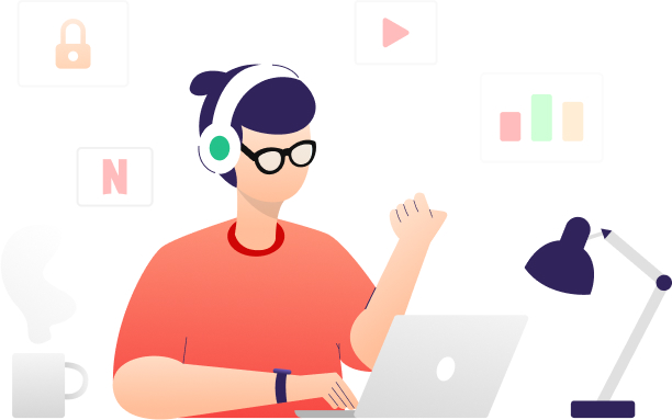 Person using laptop with secure VPN connection